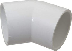 Value Collection - 2-1/2" PVC Plastic Pipe 45° Elbow - Schedule 40, Slip x Slip End Connections - Industrial Tool & Supply