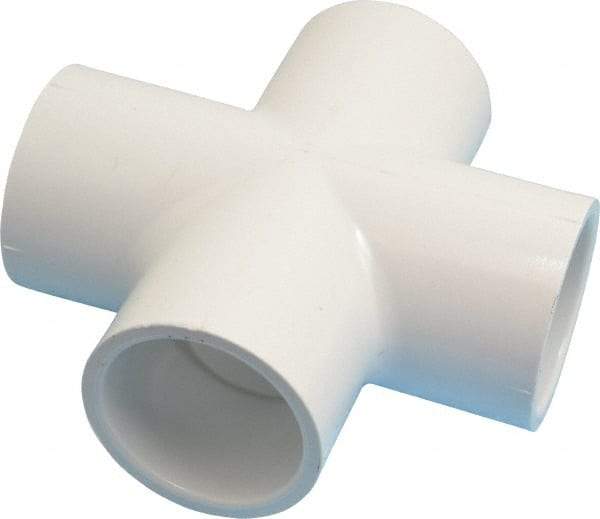 Value Collection - 1-1/4" PVC Plastic Pipe Cross - Schedule 40, All Slip End Connections - Industrial Tool & Supply