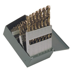 ‎1/16-1/2 RHS / RHC HSS-CO 8% (M42) 135 Degree Split Point Heavy Duty Cobalt Jobber Length Drill Set - Straw / Gold Oxide