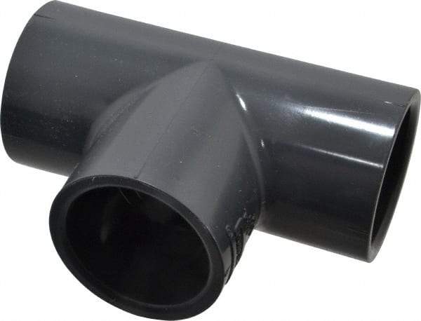 Value Collection - 1-1/4" PVC Plastic Pipe Tee - Schedule 80, Slip x Slip x Slip End Connections - Industrial Tool & Supply