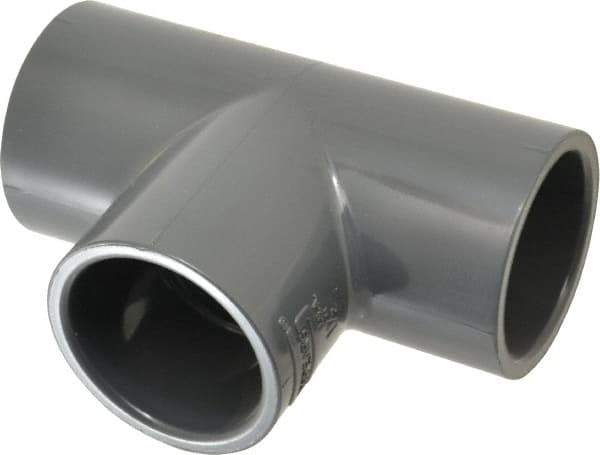 Value Collection - 1-1/2" PVC Plastic Pipe Tee - Schedule 80, Slip x Slip x Slip End Connections - Industrial Tool & Supply