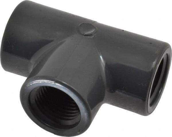 Value Collection - 1/2" PVC Plastic Pipe Tee - Schedule 80, FIPT x FIPT x FIPT End Connections - Industrial Tool & Supply