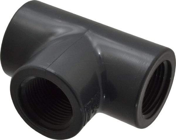 Value Collection - 1" PVC Plastic Pipe Tee - Schedule 80, FIPT x FIPT x FIPT End Connections - Industrial Tool & Supply