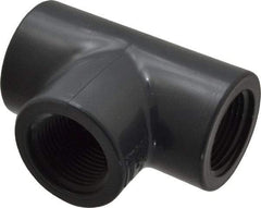 Value Collection - 1" PVC Plastic Pipe Tee - Schedule 80, FIPT x FIPT x FIPT End Connections - Industrial Tool & Supply