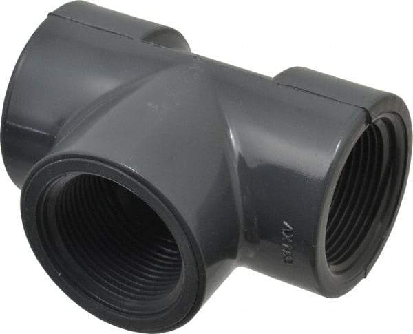 Value Collection - 1-1/4" PVC Plastic Pipe Tee - Schedule 80, FIPT x FIPT x FIPT End Connections - Industrial Tool & Supply