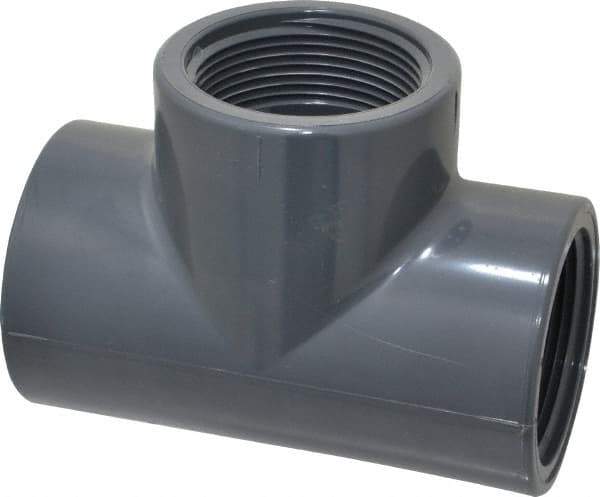 Value Collection - 1-1/2" PVC Plastic Pipe Tee - Schedule 80, FIPT x FIPT x FIPT End Connections - Industrial Tool & Supply