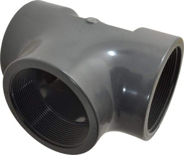 Value Collection - 4" PVC Plastic Pipe Tee - Schedule 80, FIPT x FIPT x FIPT End Connections - Industrial Tool & Supply