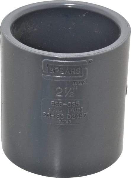 Value Collection - 2-1/2" PVC Plastic Pipe Coupling - Schedule 80, Slip x Slip End Connections - Industrial Tool & Supply