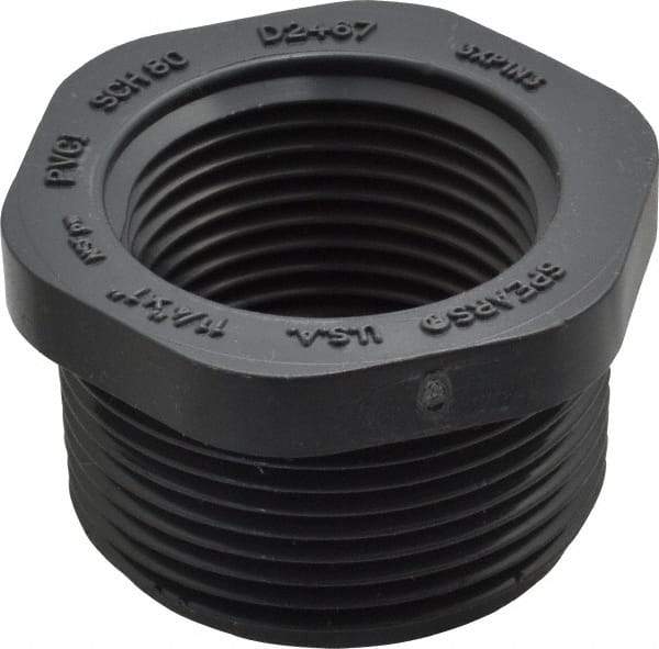 Value Collection - 1-1/4 x 1" PVC Plastic Pipe Bushing - Schedule 80, MIPT x FIPT End Connections - Industrial Tool & Supply
