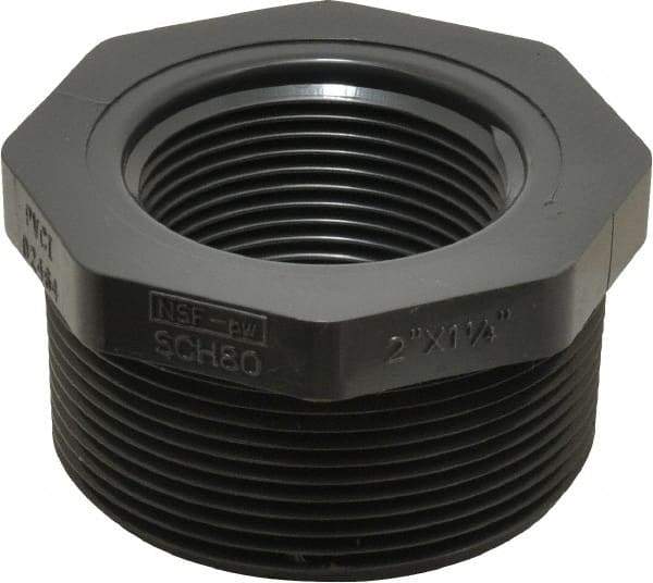 Value Collection - 2 x 1-1/4" PVC Plastic Pipe Bushing - Schedule 80, MIPT x FIPT End Connections - Industrial Tool & Supply