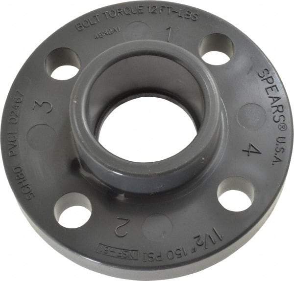 Value Collection - 1-1/2" PVC Plastic Pipe Flange (One Piece) - Schedule 80, Slip End Connections - Industrial Tool & Supply