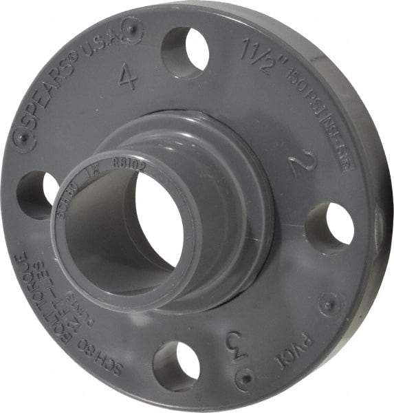 Value Collection - 1-1/2" PVC Plastic Pipe Flange (Two Piece) - Schedule 80, Spig End Connections - Industrial Tool & Supply
