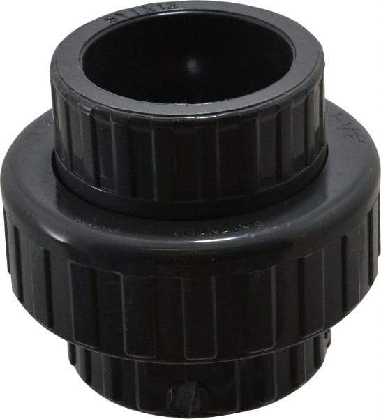 Value Collection - 1-1/2" PVC Plastic Pipe Union with EPDM O-Ring - Schedule 80, Slip x Slip End Connections - Industrial Tool & Supply
