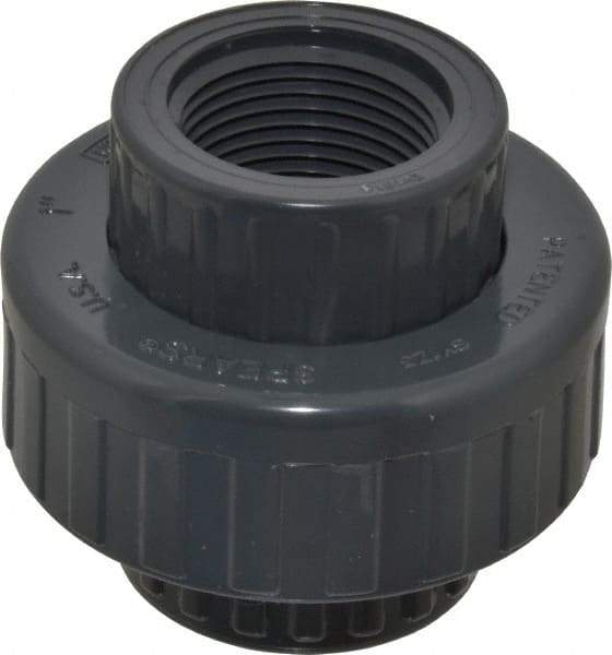 Value Collection - 1" PVC Plastic Pipe Union with EPDM O-Ring - Schedule 80, FIPT x FIPT End Connections - Industrial Tool & Supply