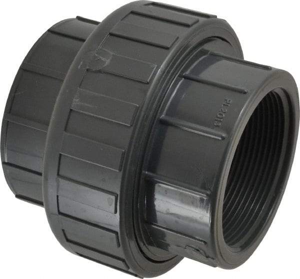 Value Collection - 3" PVC Plastic Pipe Union with EPDM O-Ring - Schedule 80, FIPT x FIPT End Connections - Industrial Tool & Supply