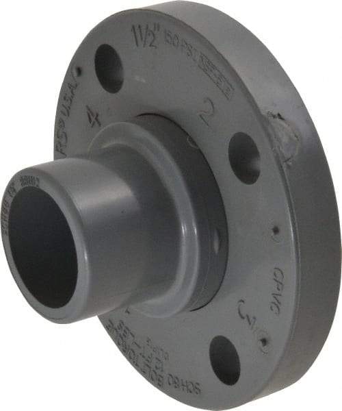 Value Collection - 1-1/2" CPVC Plastic Pipe Flange (Two Piece) - Schedule 80, Spig End Connections - Industrial Tool & Supply