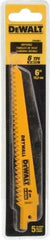 DeWALT - 6" Long, Bi-Metal Reciprocating Saw Blade - Tapered Profile, 6 TPI, Toothed Edge, Universal Shank - Industrial Tool & Supply