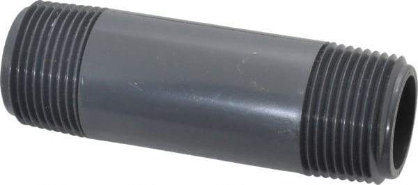 Value Collection - 1" Pipe, 4" Long PVC Threaded Plastic Pipe Nipple - Schedule 80, Gray - Industrial Tool & Supply