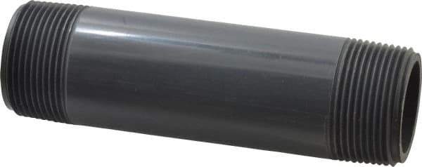 Value Collection - 1-1/4" Pipe, 5-1/2" Long PVC Threaded Plastic Pipe Nipple - Schedule 80, Gray - Industrial Tool & Supply