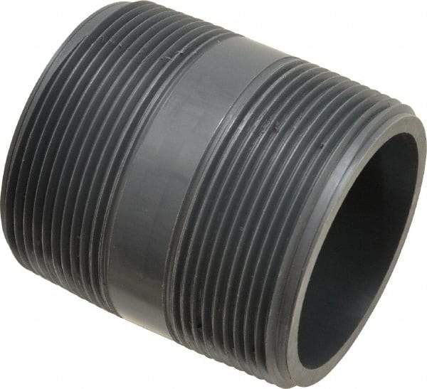 Value Collection - 2" Pipe, 2-1/2" Long PVC Threaded Plastic Pipe Nipple - Schedule 80, Gray - Industrial Tool & Supply