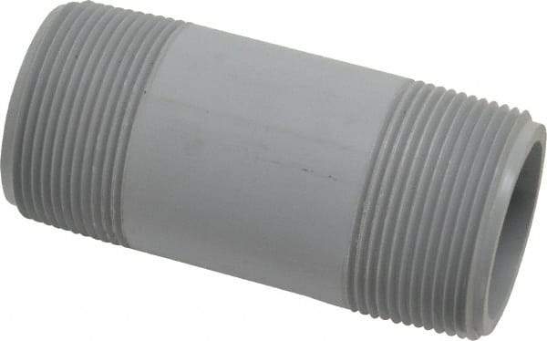 Value Collection - 1-1/2" Pipe, 4" Long CPVC Threaded Plastic Pipe Nipple - Schedule 80, Gray - Industrial Tool & Supply