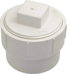 B&K Mueller - 4", PVC Drain, Waste & Vent Pipe Cleanout Adapter - Spig x CO with Plug - Industrial Tool & Supply