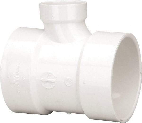 B&K Mueller - 4 x 4 x 2", PVC Drain, Waste & Vent Pipe Reducing Sanitary Tee - Hub x Hub x Hub - Industrial Tool & Supply