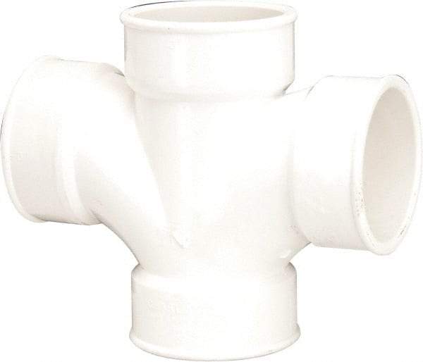 B&K Mueller - 3", PVC Drain, Waste & Vent Pipe Sanitary Cross - All Hub - Industrial Tool & Supply