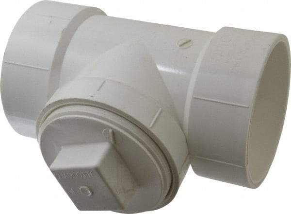 B&K Mueller - 4", PVC Drain, Waste & Vent Pipe Test Tee - Hub x Hub x CO with Plug - Industrial Tool & Supply