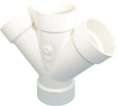 B&K Mueller - 3", PVC Drain, Waste & Vent Pipe 45 Double Wye - All Hub - Industrial Tool & Supply