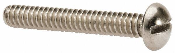 Value Collection - #10-24 UNC, 1-1/4" Length Under Head Slotted Drive Machine Screw - Round Head, Grade 316 Stainless Steel, Uncoated, Without Washer - Industrial Tool & Supply