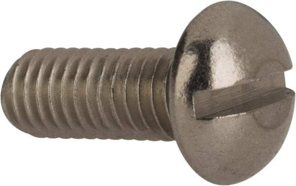 Value Collection - #10-32 UNF, 1/2" Length Under Head Slotted Drive Machine Screw - Round Head, Grade 316 Stainless Steel, Uncoated, Without Washer - Industrial Tool & Supply