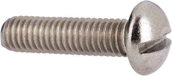 Value Collection - #10-32 UNF, 3/4" Length Under Head Slotted Drive Machine Screw - Round Head, Grade 316 Stainless Steel, Uncoated, Without Washer - Industrial Tool & Supply
