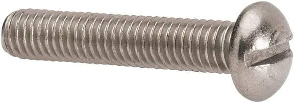 Value Collection - #10-32 UNF, 1" Length Under Head Slotted Drive Machine Screw - Round Head, Grade 316 Stainless Steel, Uncoated, Without Washer - Industrial Tool & Supply
