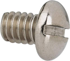 Value Collection - 1/4-20 UNC, 3/8" Length Under Head Slotted Drive Machine Screw - Round Head, Grade 316 Stainless Steel, Uncoated, Without Washer - Industrial Tool & Supply