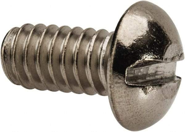 Value Collection - 1/4-20 UNC, 1/2" Length Under Head Slotted Drive Machine Screw - Round Head, Grade 316 Stainless Steel, Uncoated, Without Washer - Industrial Tool & Supply