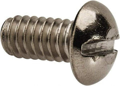 Value Collection - 1/4-20 UNC, 1/2" Length Under Head Slotted Drive Machine Screw - Round Head, Grade 316 Stainless Steel, Uncoated, Without Washer - Industrial Tool & Supply