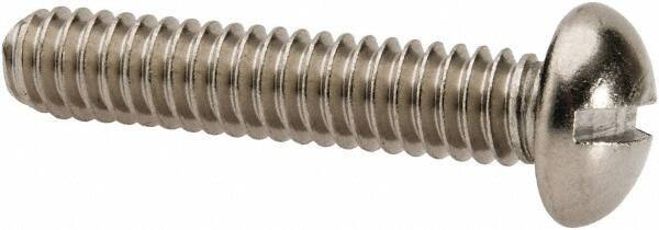 Value Collection - 1/4-20 UNC, 1-1/4" Length Under Head Slotted Drive Machine Screw - Round Head, Grade 316 Stainless Steel, Uncoated, Without Washer - Industrial Tool & Supply