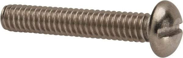 Value Collection - 1/4-20 UNC, 1-1/2" Length Under Head Slotted Drive Machine Screw - Round Head, Grade 316 Stainless Steel, Uncoated, Without Washer - Industrial Tool & Supply
