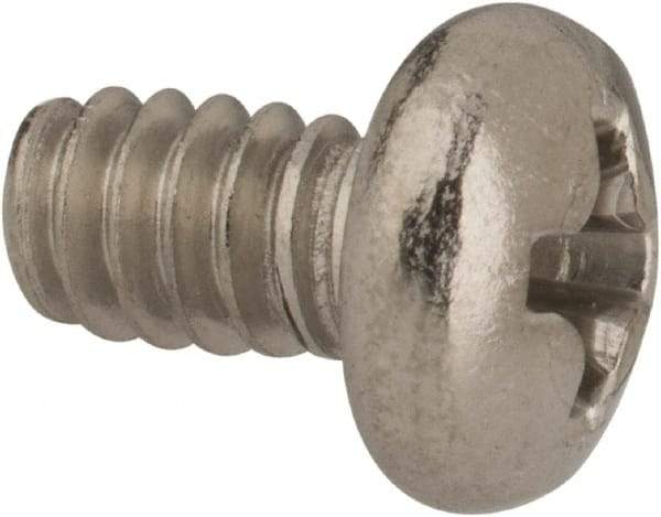 Value Collection - #6-32 UNC, 1/4" Length Under Head Phillips Drive Machine Screw - Pan Head, Grade 316 Stainless Steel, Uncoated, Without Washer - Industrial Tool & Supply