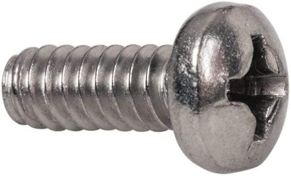 Value Collection - #6-32 UNC, 3/8" Length Under Head Phillips Drive Machine Screw - Pan Head, Grade 316 Stainless Steel, Uncoated, Without Washer - Industrial Tool & Supply