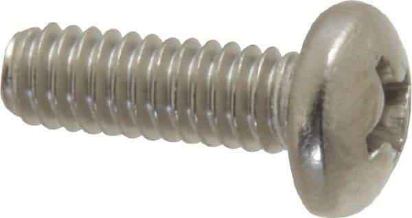 Value Collection - #8-32 UNC, 1/2" Length Under Head Phillips Drive Machine Screw - Pan Head, Grade 316 Stainless Steel, Uncoated, Without Washer - Industrial Tool & Supply