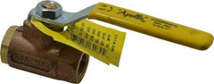 Apollo - 3/8" Pipe, Standard Port, Bronze Standard Ball Valve - 2 Piece, Inline - One Way Flow, FNPT x FNPT Ends, Lever Handle, 600 WOG, 125 WSP - Industrial Tool & Supply