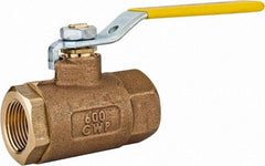 Apollo - 3/4" Pipe, Standard Port, Bronze Standard Ball Valve - 2 Piece, Inline - One Way Flow, FNPT x FNPT Ends, Lever Handle, 600 WOG, 125 WSP - Industrial Tool & Supply