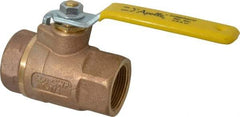 Apollo - 1-1/4" Pipe, Standard Port, Bronze Standard Ball Valve - 2 Piece, Inline - One Way Flow, FNPT x FNPT Ends, Lever Handle, 600 WOG, 125 WSP - Industrial Tool & Supply