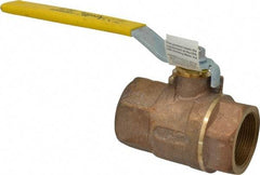 Apollo - 1-1/2" Pipe, Standard Port, Bronze Standard Ball Valve - 2 Piece, Inline - One Way Flow, FNPT x FNPT Ends, Lever Handle, 600 WOG, 125 WSP - Industrial Tool & Supply