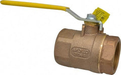 Apollo - 2" Pipe, Standard Port, Bronze Standard Ball Valve - 2 Piece, Inline - One Way Flow, FNPT x FNPT Ends, Lever Handle, 600 WOG, 125 WSP - Industrial Tool & Supply