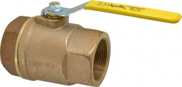 Apollo - 2-1/2" Pipe, Standard Port, Bronze Standard Ball Valve - 2 Piece, Inline - One Way Flow, FNPT x FNPT Ends, Lever Handle, 600 WOG, 125 WSP - Industrial Tool & Supply