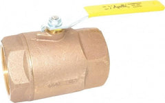 Apollo - 3" Pipe, Standard Port, Bronze Standard Ball Valve - 2 Piece, Inline - One Way Flow, FNPT x FNPT Ends, Lever Handle, 600 WOG, 125 WSP - Industrial Tool & Supply