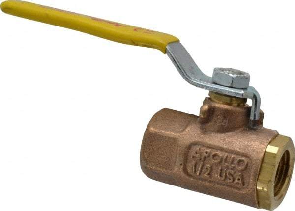 Apollo - 1/2" Pipe, Standard Port, Bronze Steam Service Ball Valve - 2 Piece, Inline - One Way Flow, FNPT x FNPT Ends, Lever Handle, 600 WOG, 250 WSP - Industrial Tool & Supply